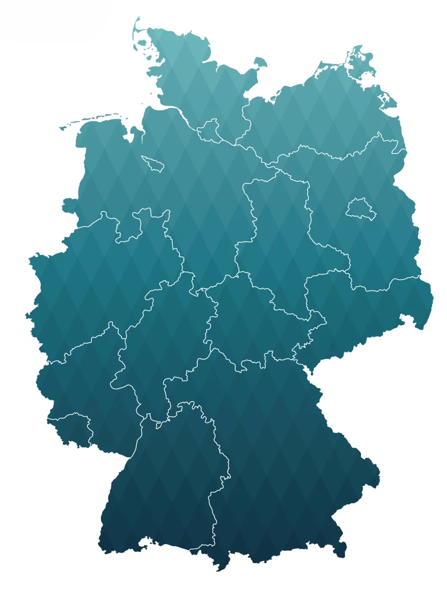 Landkarte von Deutschland mit allen Bundesländern